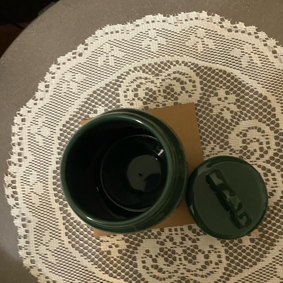 New Rae Dunn Lucky Dog Canister with Lid Color is  Green with  Gold writing. - Picture 7 of 8